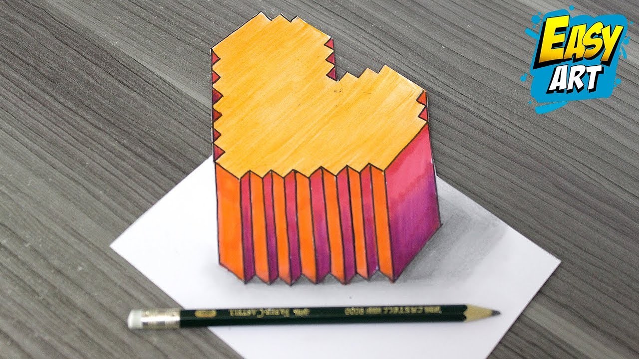 HOW to Draw a 3D HEART (handmade PIXEL ART ) ❤️ Como Dibujar un Corazon en 3D