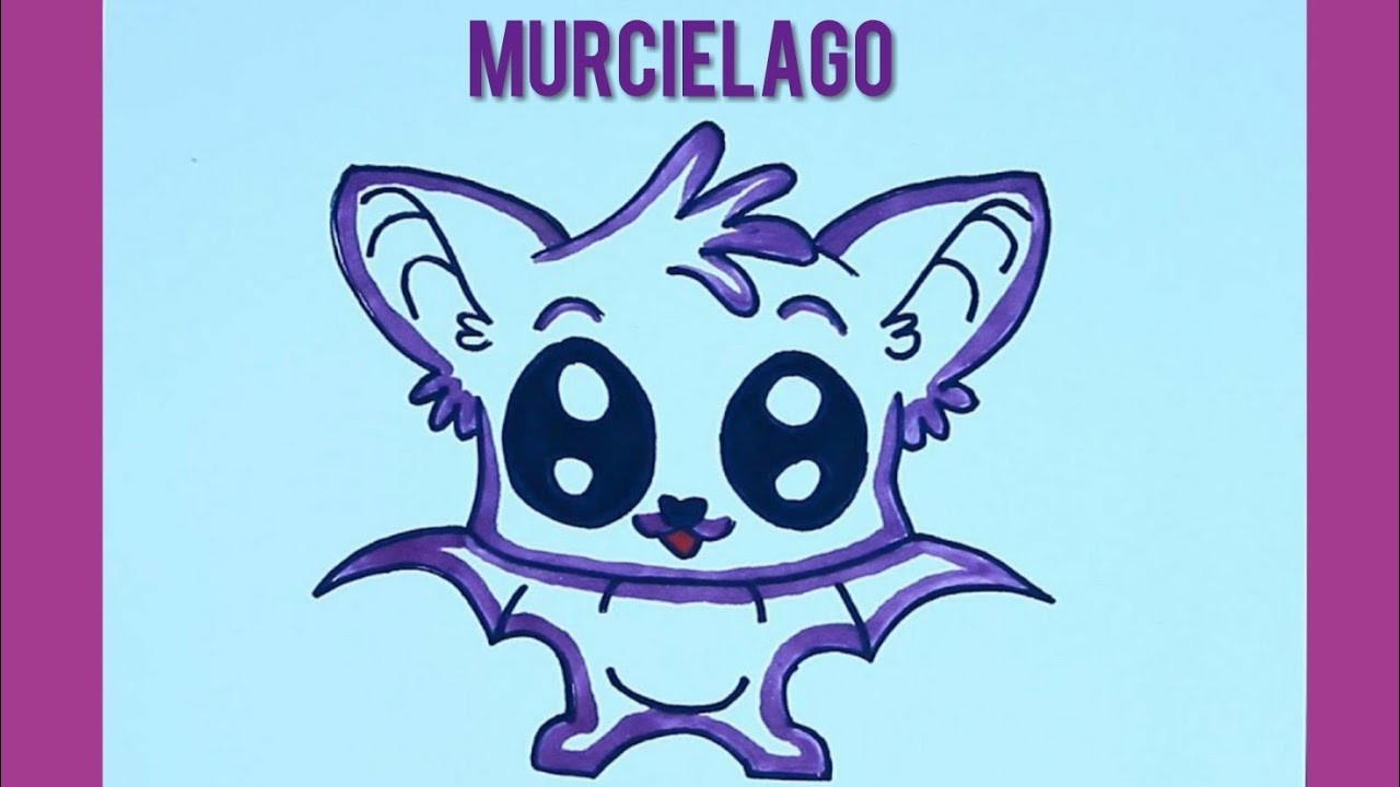 MURCIELAGO KAWAII *DIBUJAR PINTAR Y COLOREAR para NIÑOS - APRENDE COLORES