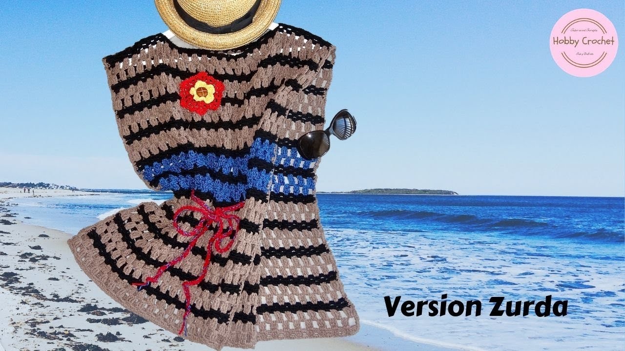 Blusón para playa o piscina a crochet paso a paso (Version Zurda)