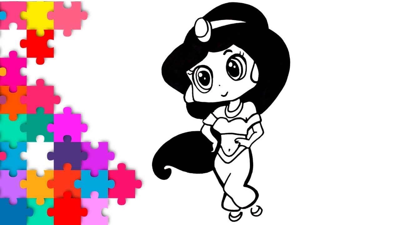 Cómo dibujar a la princesa Jazmín Kawaii | How to Draw Disney Princess Jasmine from Aladdin Cute