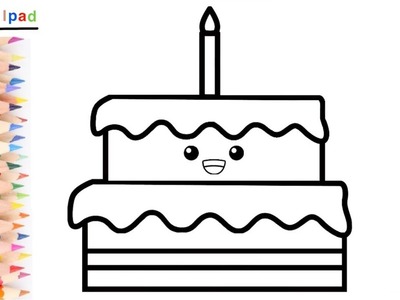 Como dibujar una TARTA KAWAII | dibujos para niños ????⭐ How to draw a CUTE CAKE | drawings for kids