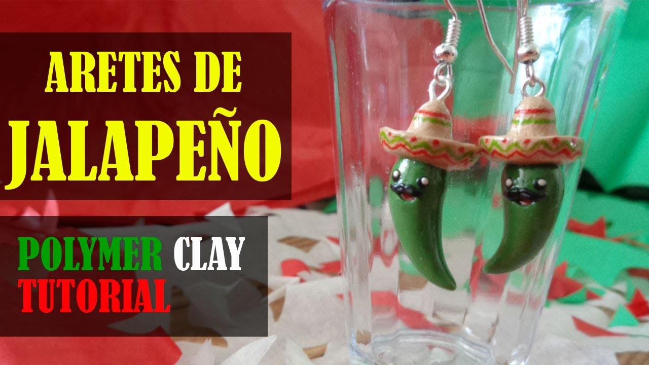 ????¿Cómo hacer aretes de jalapeño en arcilla polimérica?.Polymer clay hot pepper earings tutorial.