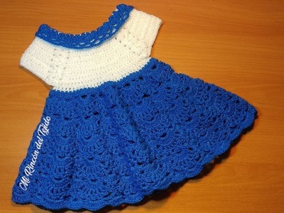 Como tejer un vestido bebe a crochet (ganchillo) tutorial paso a paso. Parte 1 de 2.