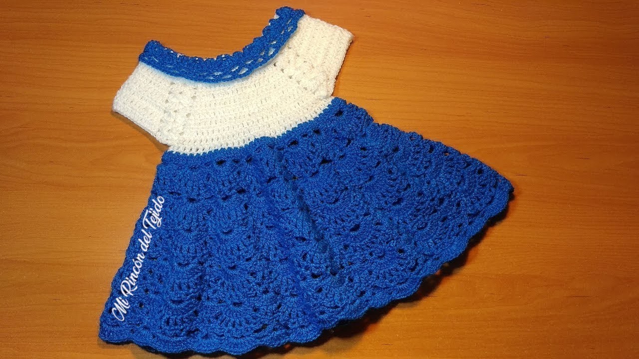 Como tejer un vestido bebe a crochet (ganchillo) tutorial paso a paso. Parte 1 de 2.