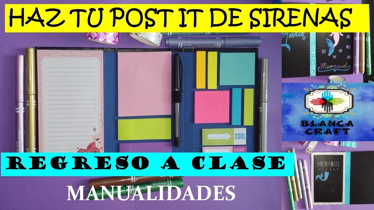 MANUALIDADES REGRESO A CLASE - DIY - PORTA POST IT MERMAID