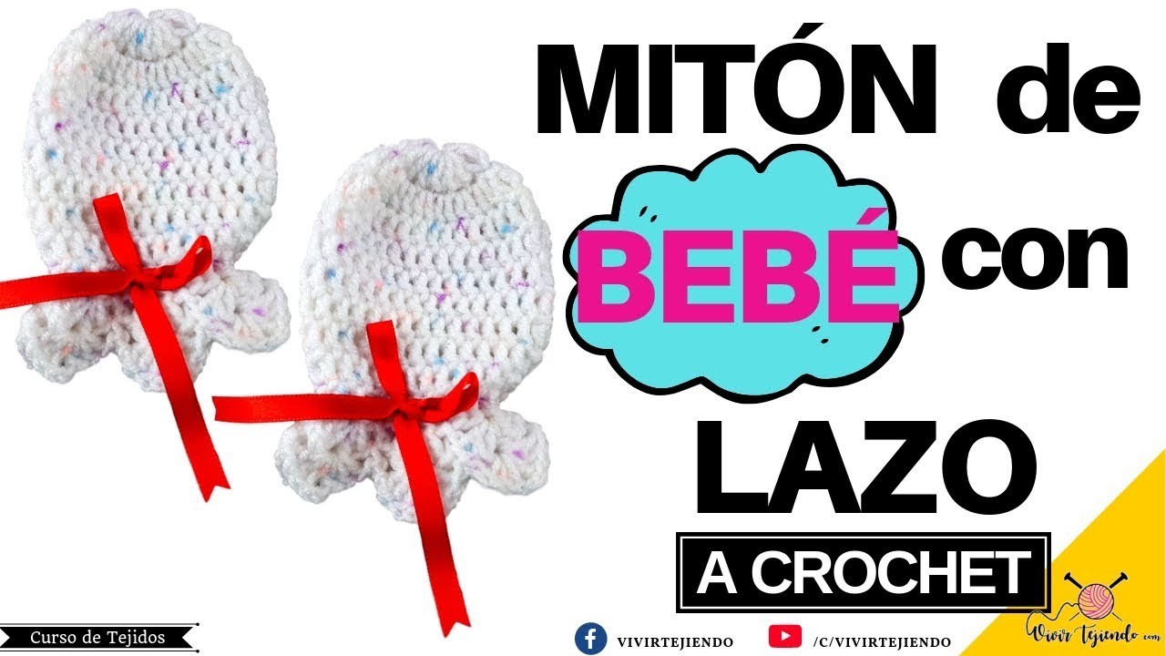 Mitón de bebé con lazo a CROCHET GANCHILLO | Tejidos a ganchillo y crochet