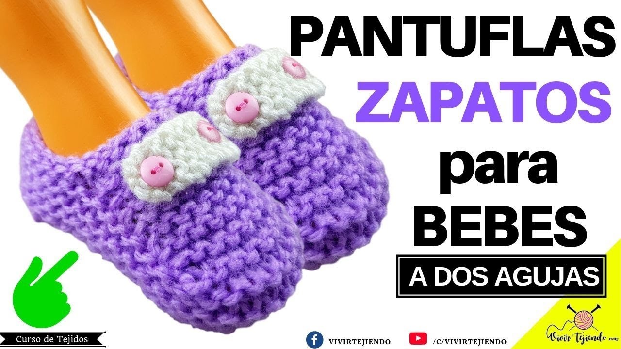 Pantuflas Zapatos para bebé a dos agujas | Tejidos a dos agujas