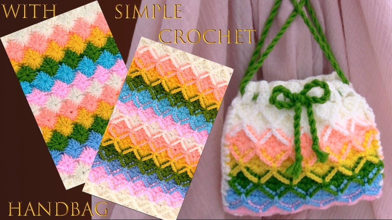 Bolso a Crochet con sobrantes de lanas tejido tallermanualperu