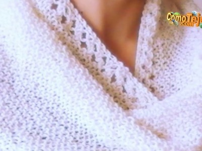 Chal Reversible Triangular. How to Knit a Shawl. 2 agujas.tricot.palitos (685)