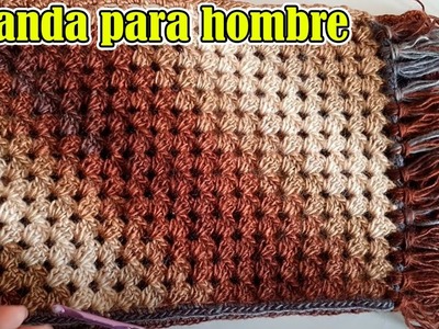 Como hacer bufanda para hombre - punto diagonal a crochet - paso a paso
