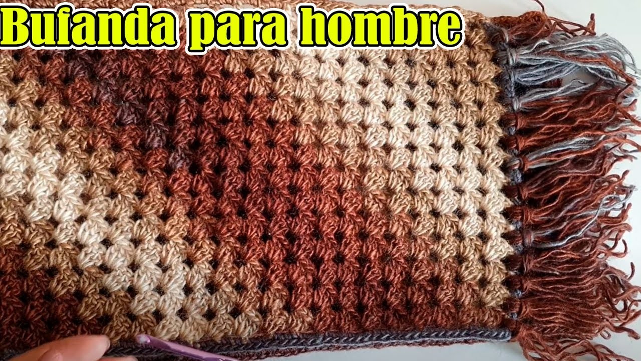 Como hacer bufanda para hombre - punto diagonal a crochet - paso a paso