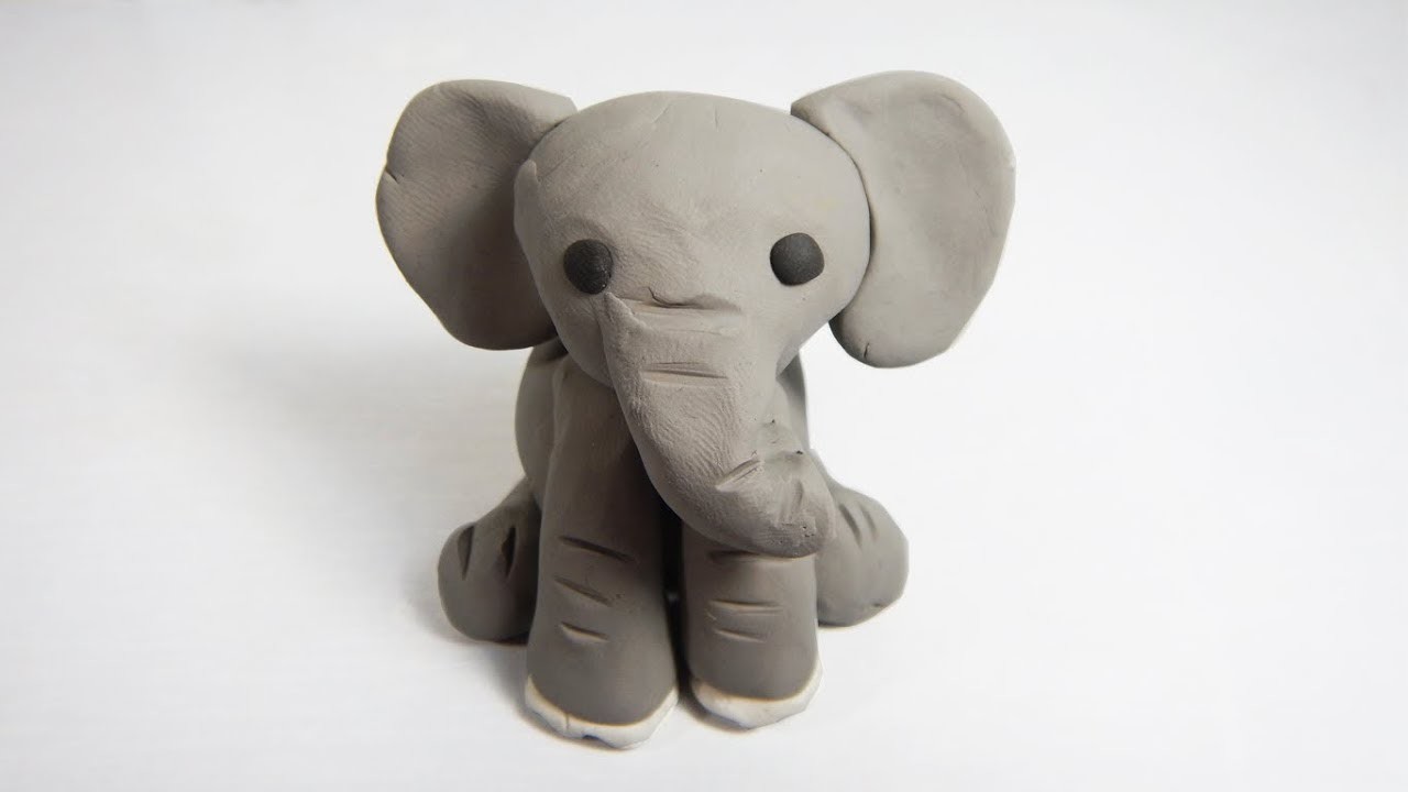 Cómo hacer un elefante de plastilina paso a paso fácil, explicado, arcilla polimérica