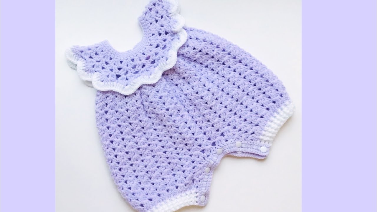 Como tejer paso a paso Pelele, Mameluco, Enterito para bebé  0 a 3 Meses -Crochet for Baby 202
