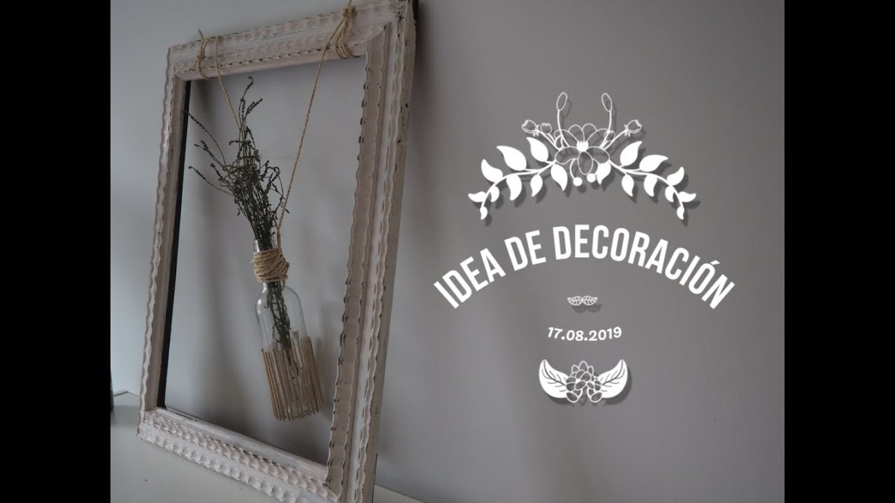 DIY cuadro. Idea de decoración para pared. cuadro retro con florero