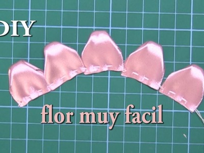 DIY - Flor facil de cinta de raso con  petalos doblados