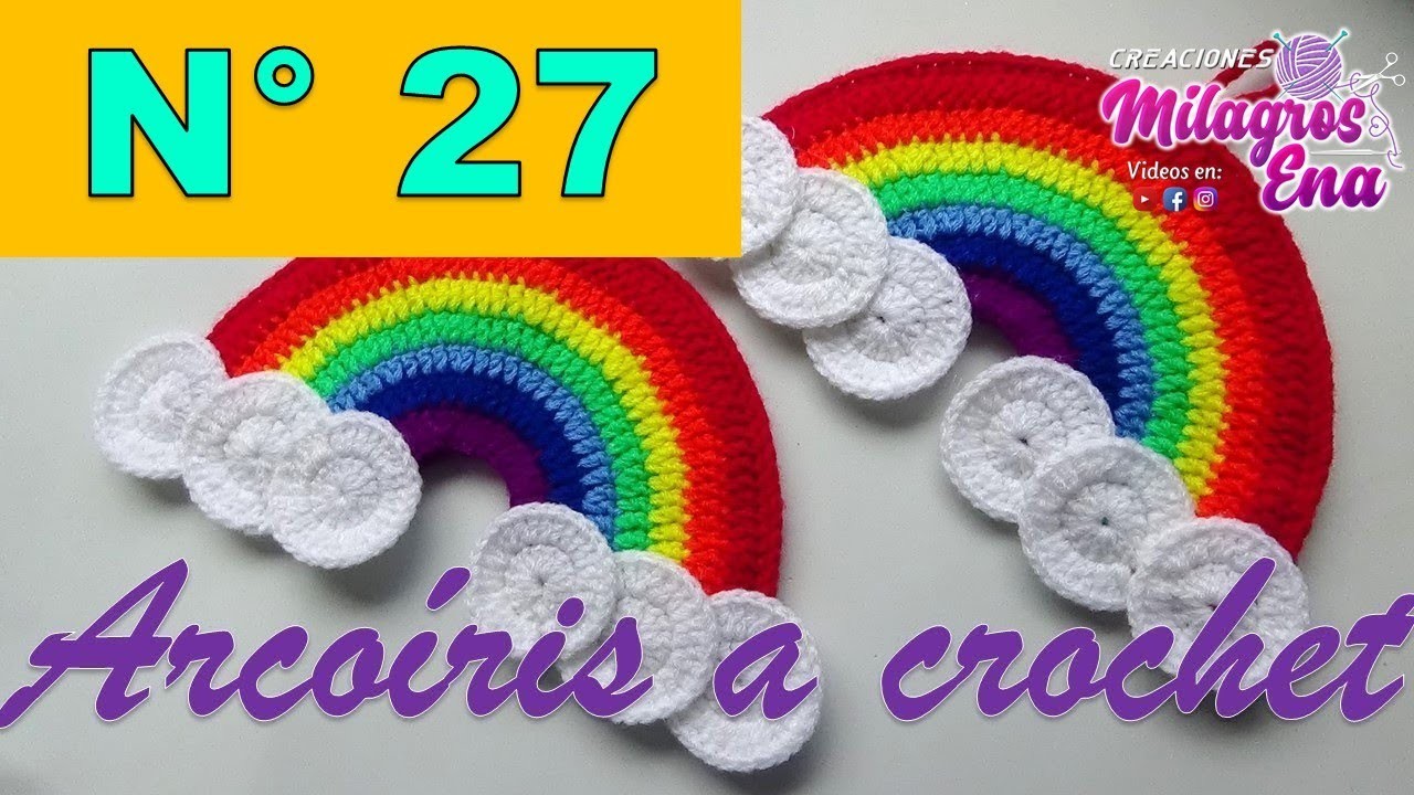 Manualidades Milagros Ena N° 27: Arcoiris Rainbow tejido a crochet para Adorno o agarradera de olla