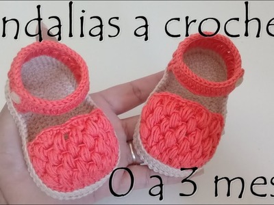 Sandalias para bebe a crochet en punto garbanzo - 0 a 3 meses