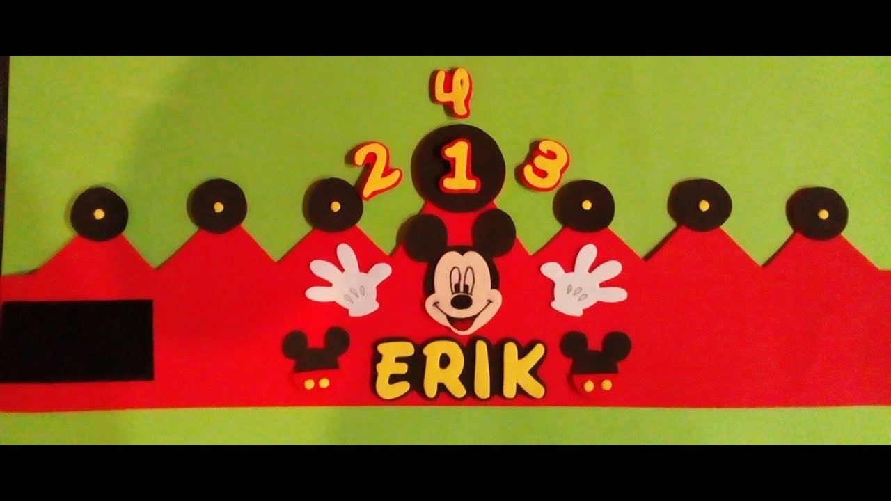 ????Como hacer una CORONA de CUMPLEAÑOS de Mickey mouse en GOMA EVA o FOAMY 3????????