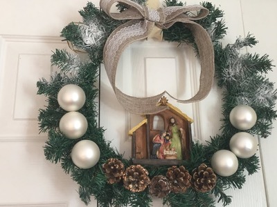 DIY Corona De Navidad-DOLLAR TREE DIY CHRISTMAS DECOR FARMHOUSE*SANDY ELIZABETH
