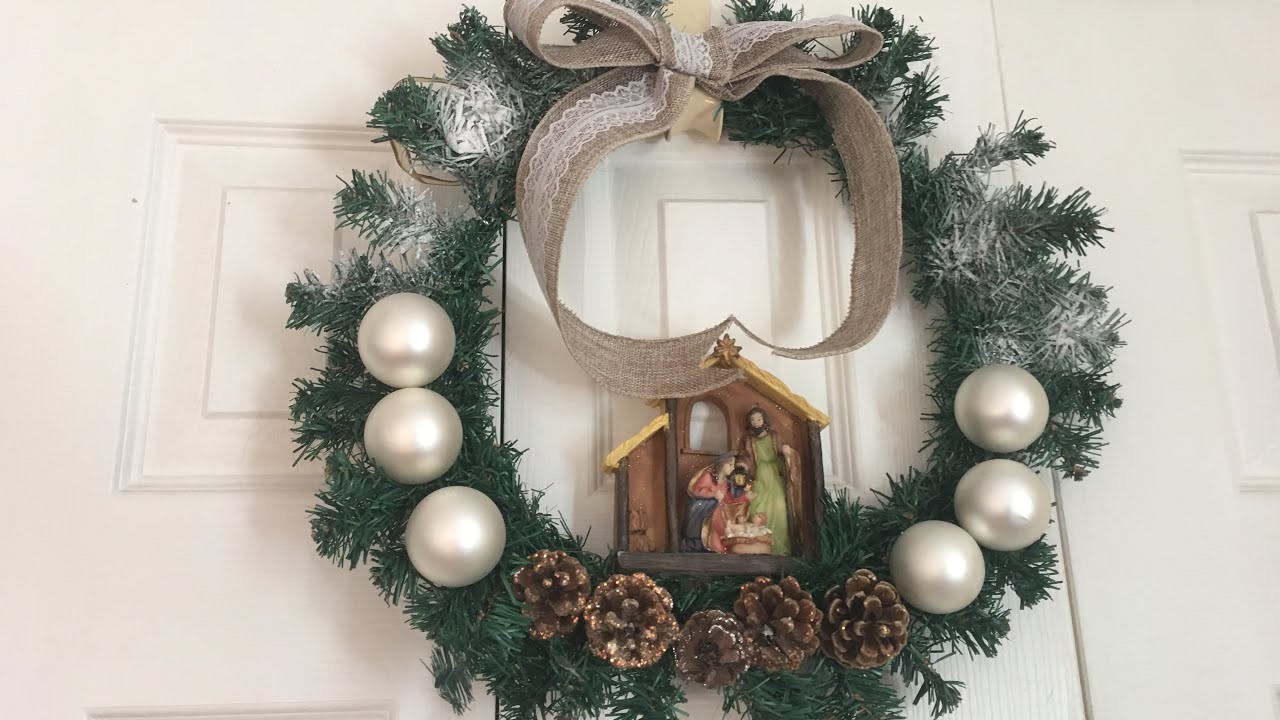 DIY Corona De Navidad-DOLLAR TREE DIY CHRISTMAS DECOR FARMHOUSE*SANDY ELIZABETH