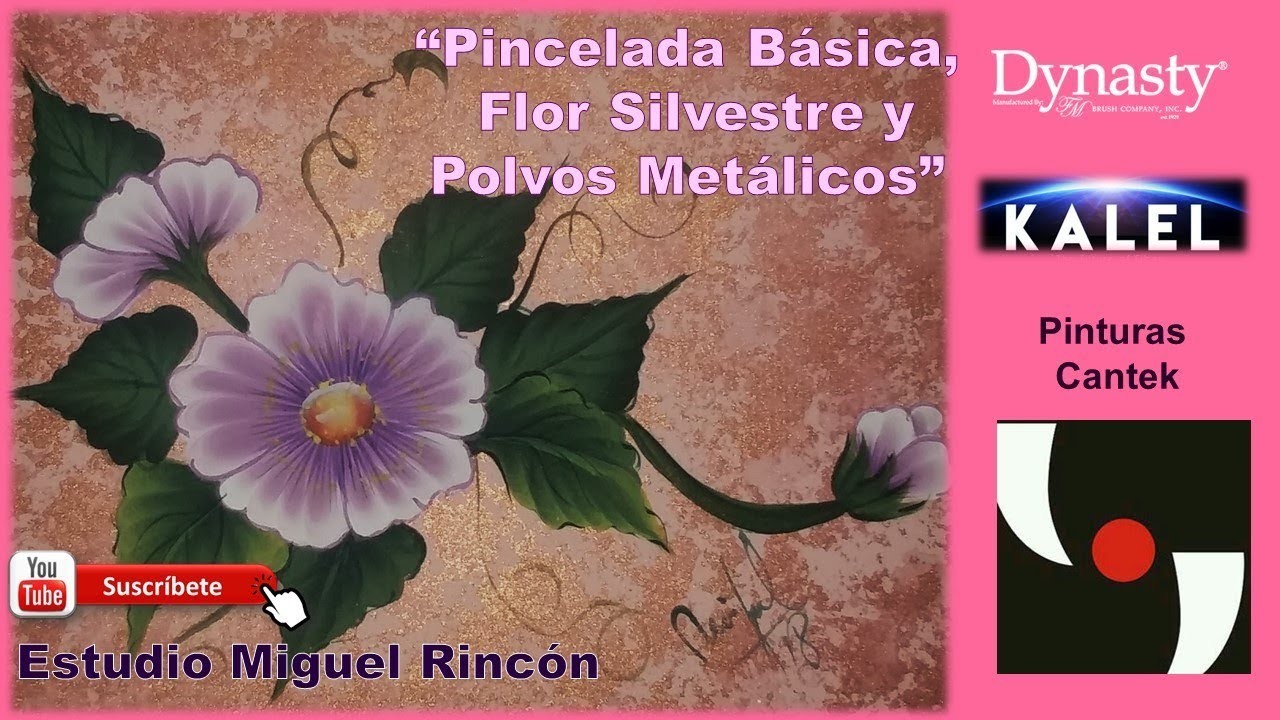 #Flor Silvestre con #Pintura Acrílica y Polvos #Metálicos en Piceladas con Miguel Rincón. #ideas