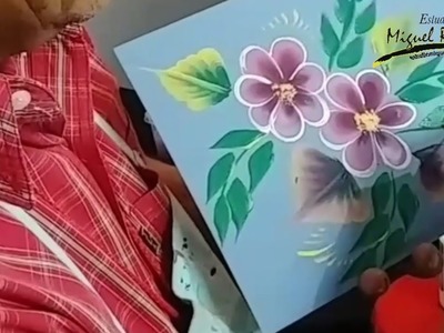 Flores y Hojas en Pincelada Básica para tu Hogar en Pintura Decorativa con Miguel Rincón.