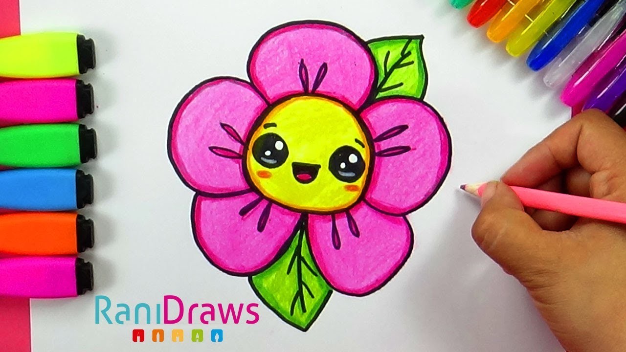 How to draw a cute FLOWER - Cómo dibujar una FLOR kawaii