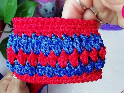 Monedero a Crochet Roji Azul!