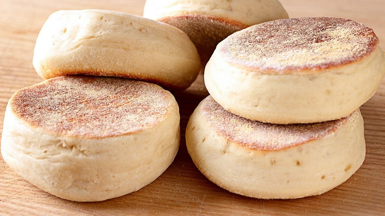 Muffin inglés auténtico - PAN de desyuno hecho sin horno ¡EN SARTÉN!