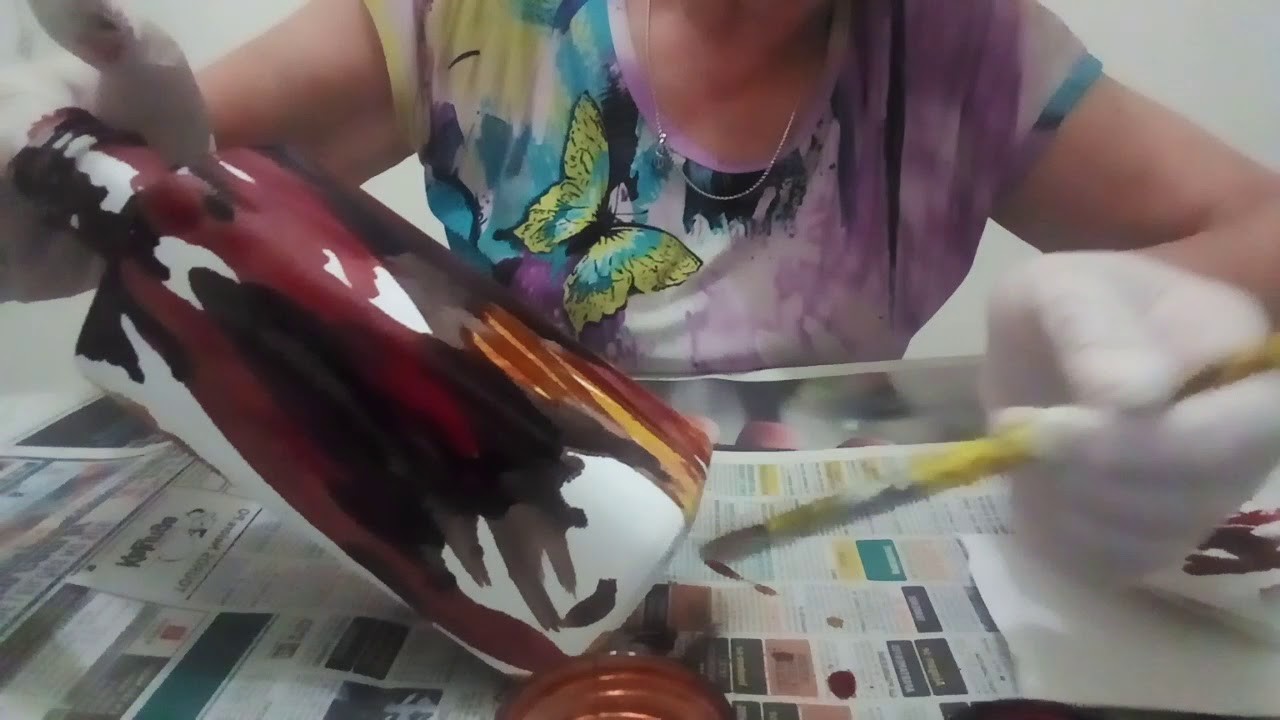 Paso a paso, Técnica  para pintar botella con tinta al alcohol.
