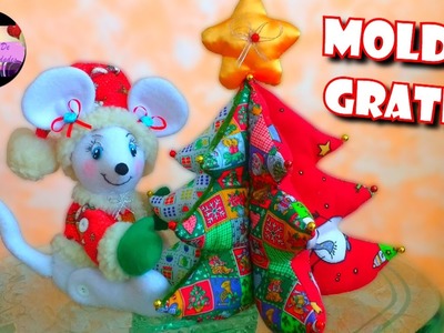 Ratona navideña acompañada de un original árbol de tela (Moldes Gratis) | Epdlm