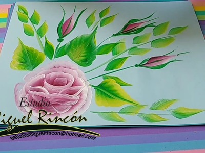 Rosa en pincelada básica (Rose in Brush) con Miguel Rincón. #Pintura decorativa, DIY, #ideas, #tips.