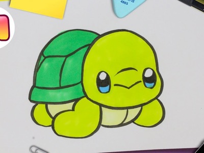 APRENDE A DIBUJAR UNA TORTUGA MARINA Bebé Kawaii | How to draw a Cute Baby Sea Turtle