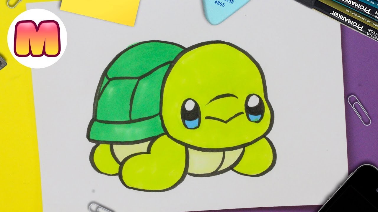 APRENDE A DIBUJAR UNA TORTUGA MARINA Bebé Kawaii | How to draw a Cute Baby Sea Turtle