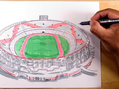 Cómo dibujar el estadio Monumental de River paso a paso