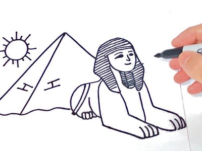 Cómo dibujar una Esfinge | Dibujo Fácil de Esfinge Egipcia