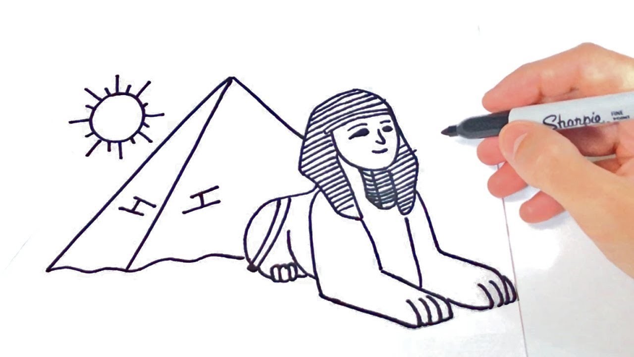 Cómo dibujar una Esfinge | Dibujo Fácil de Esfinge Egipcia