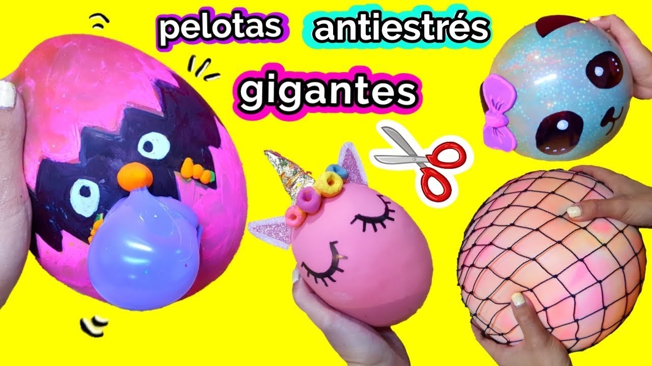 Cortando pelotas antiestres gigantes