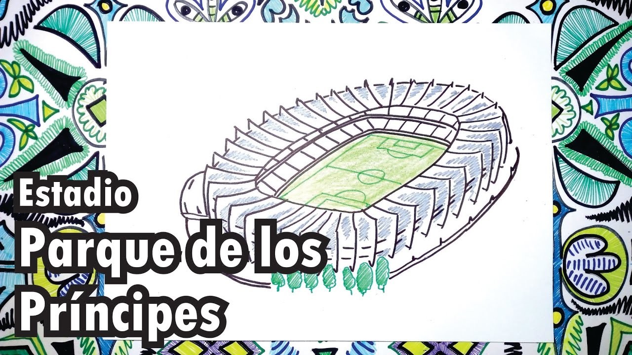 Dibuja el estadio Parque de los Príncipes de Paris (Francia)