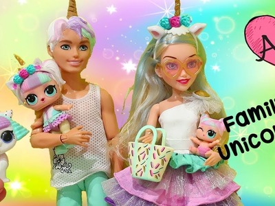 Familia Unicornio encuentra un perricornio en el parque | Jugando muñecas y juguetes con Andre