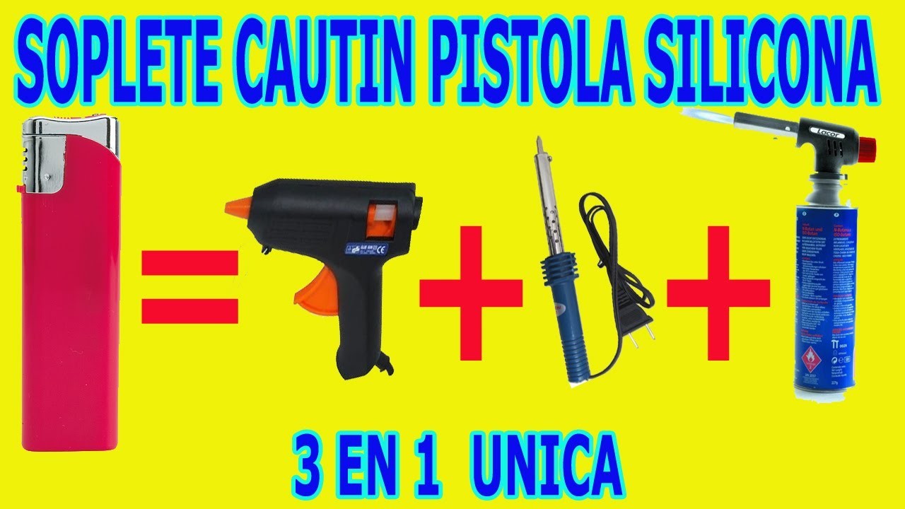 Soplete Cautin Soldador Pistola Silicona Caliente Casero  3 en 1 Unico Casero