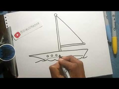 Cómo Dibujar un Barco de Vela Fácil