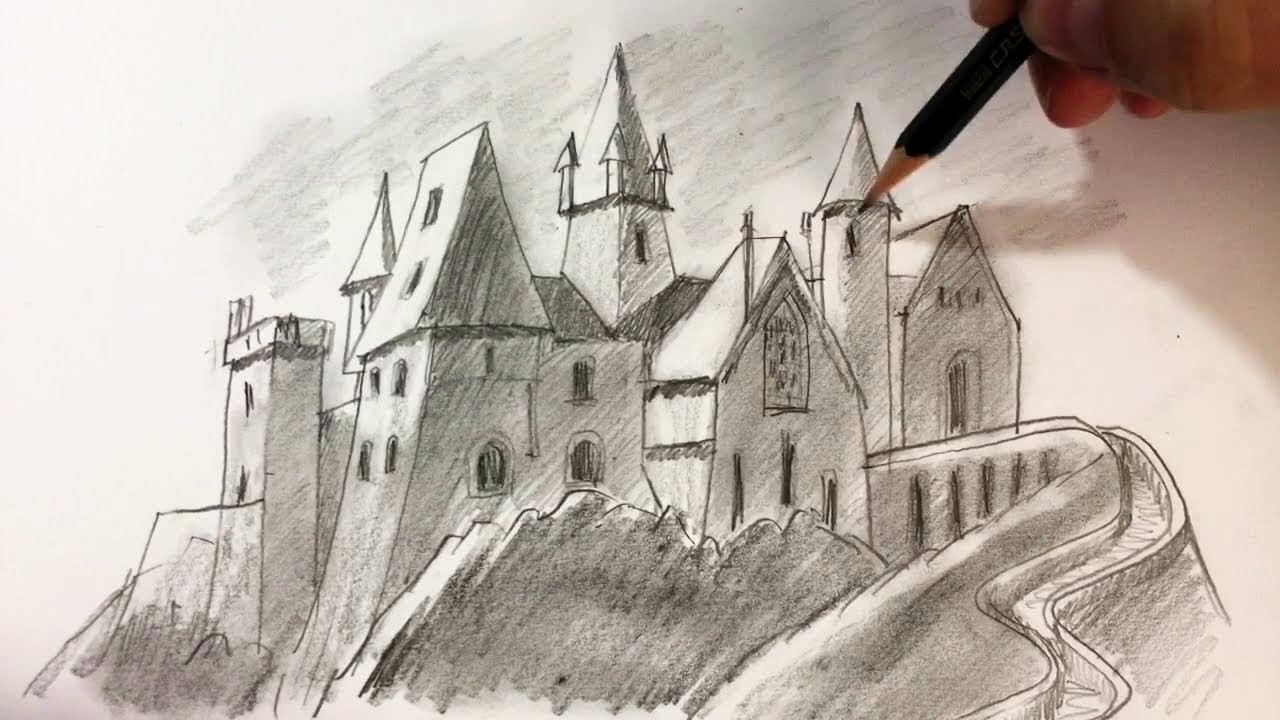 Como Dibujar un Castillo Medieval con Lapiz Paso a Paso para niños entre 10 y 14 años