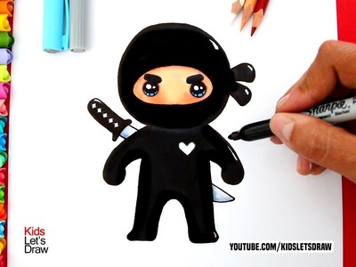 Cómo dibujar un NINJA paso a paso fácil | How to Draw a Cute Ninja