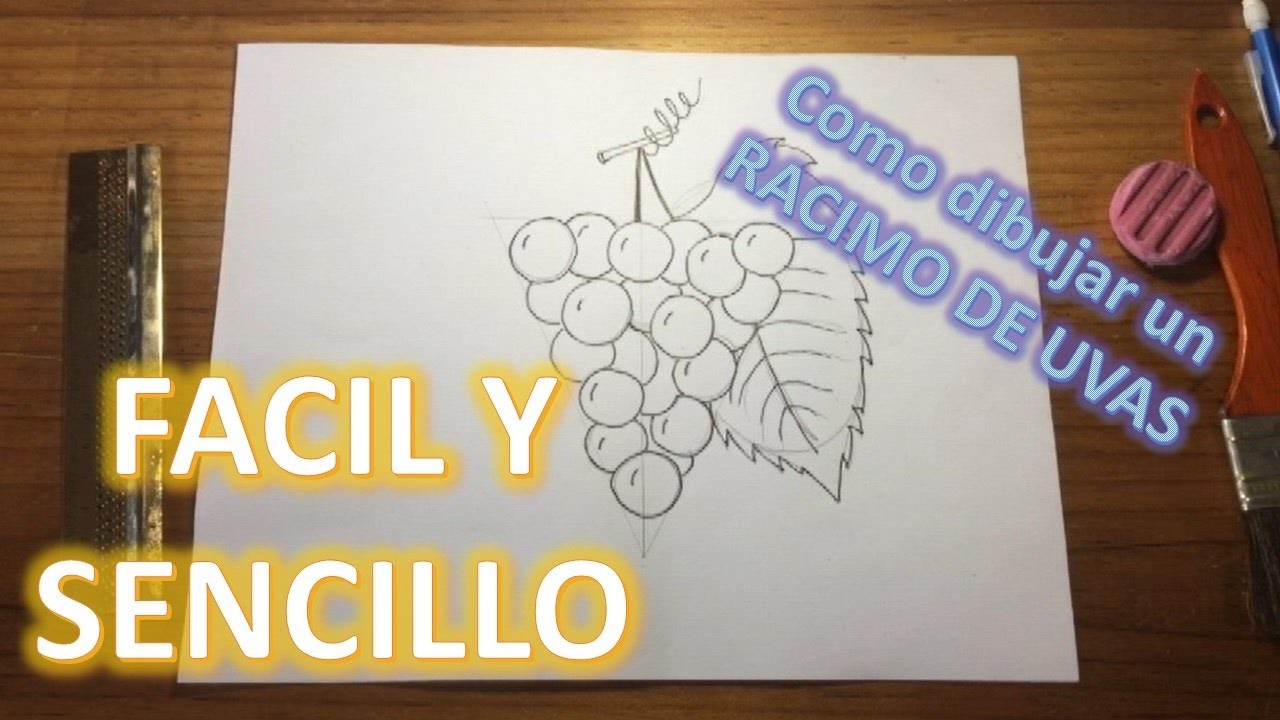 Como dibujar un racimo de uvas a lápiz FÁCIL Y SENCILLO paso a paso Explicado