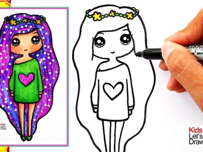 Cómo dibujar una CHICA TUMBLR cabello GALAXIA color Morado Brillante