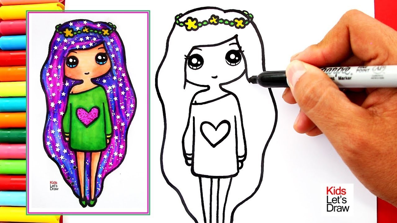 Cómo dibujar una CHICA TUMBLR cabello GALAXIA color Morado Brillante