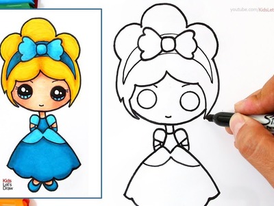 Cómo dibujar una PRINCESA Disney Kawaii (CENICIENTA) | How to Draw Cute Cinderella
