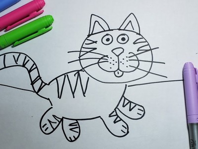 Dibujar un gato facil para niños || How to Draw a cute cat