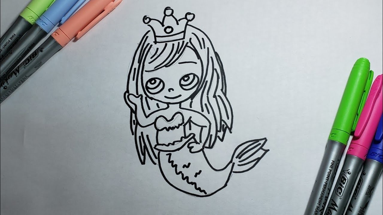 Dibujar una sirena para  niños